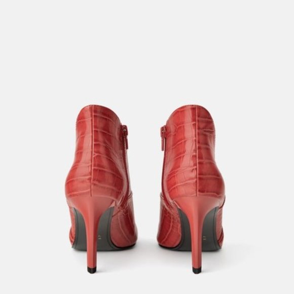 Zara Animal Print Heeled Ankle Boots - Picture 3 of 5